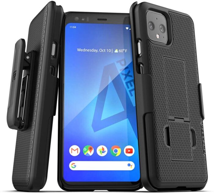 Pixel 4 Duraclip Case and Holster Black Black HC106