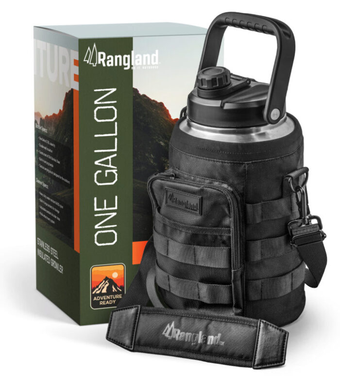 Rangland 1 Gallon Water Bottle with Insulated Storage Sleeve 128 oz Stainless Steel RGLWB980