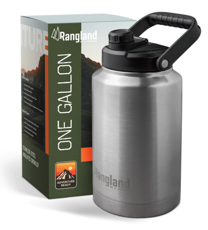 Rangland 1 Gallon Water Bottle with Insulated Storage Sleeve 128 oz Stainless Steel RGLWB980 8