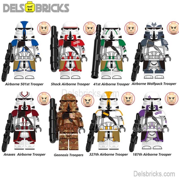 airborne clones set of 8 delsbricks minifigures toys