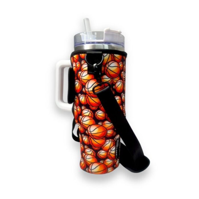 basketball 40oz tumbler with handle sleevedrink handlers 543175