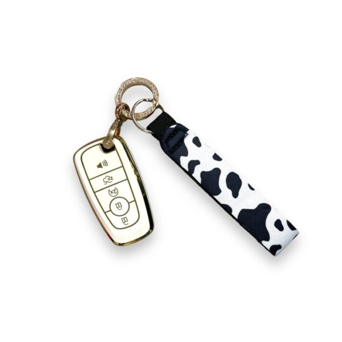 black and white cow print wristlet keychaindrink handlers 643845