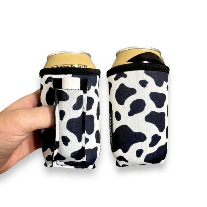 black white cow print 12oz stubby can handlerdrink handlers 224941