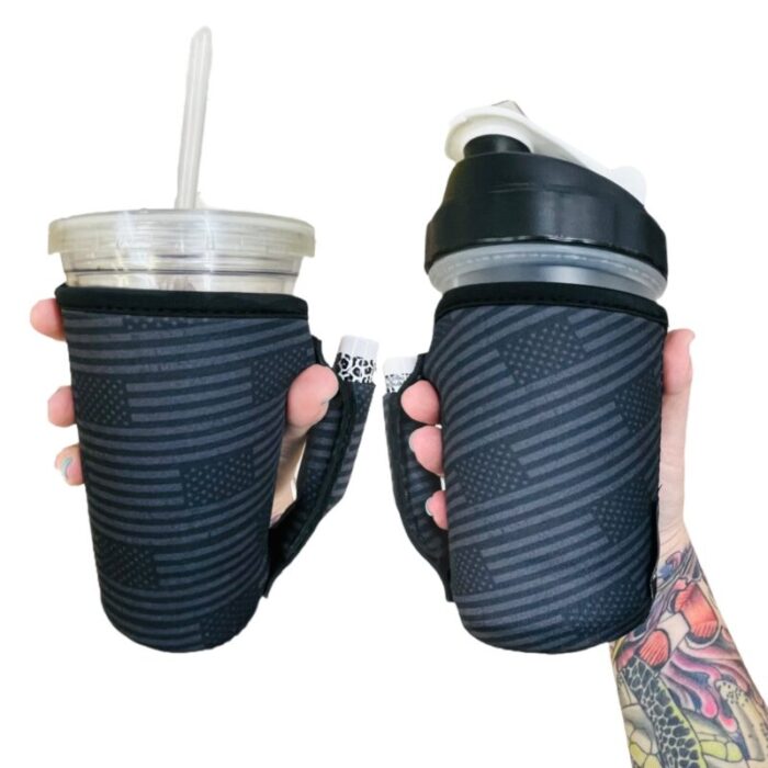 blacked out usa flag 16oz pint glass medium fountain drinks and tumbler handlersdrink handlers 755288