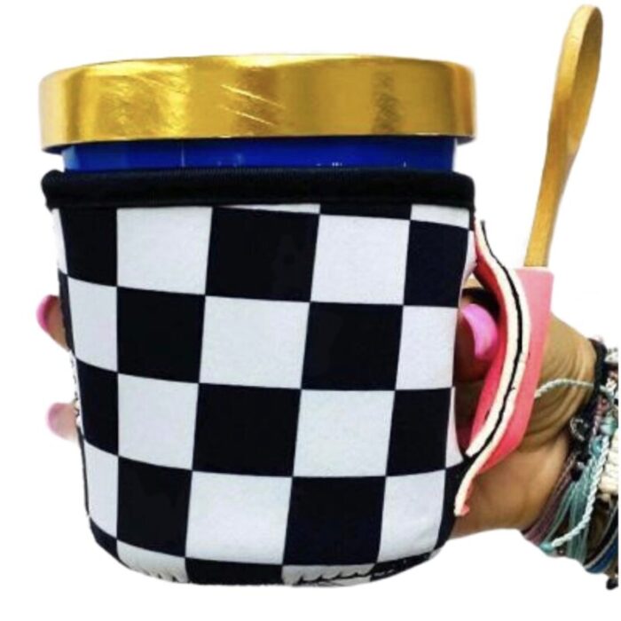 checkerboard w neon pink pint size ice cream handlerdrink handlers 168102