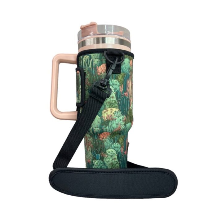 coral cactus 40oz tumbler with handle sleevedrink handlers 839569