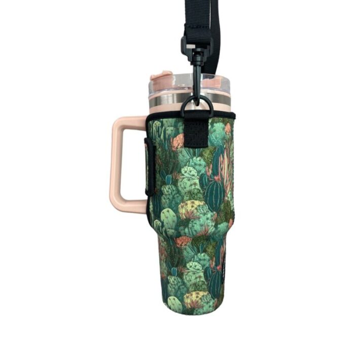 coral cactus 40oz tumbler with handle sleevedrink handlers 914512