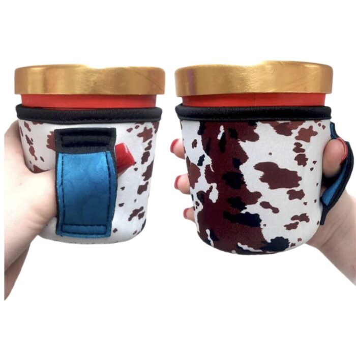 cowhide w turquoise leather pint size ice cream handlerdrink handlers 386176