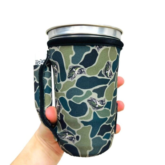 fish camo 16oz pint glass medium fountain drinks and hot coffee handlersdrink handlers 417530