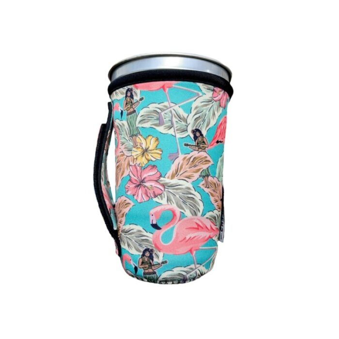 hawaiian flamingo 16oz pint glass medium fountain drinks and hot coffee handlersdrink handlers 349175