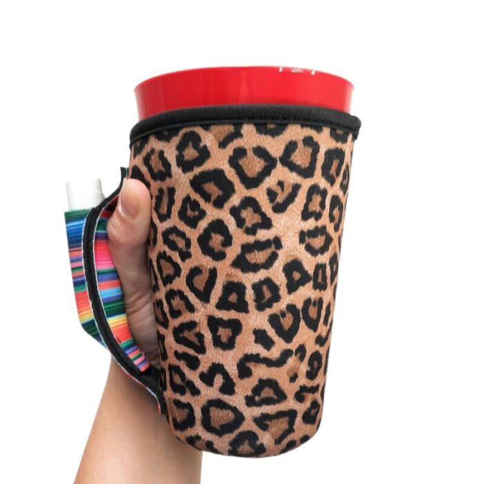 leopard w serape 16oz pint glass medium fountain drinks and tumbler handlersdrink handlers 413754