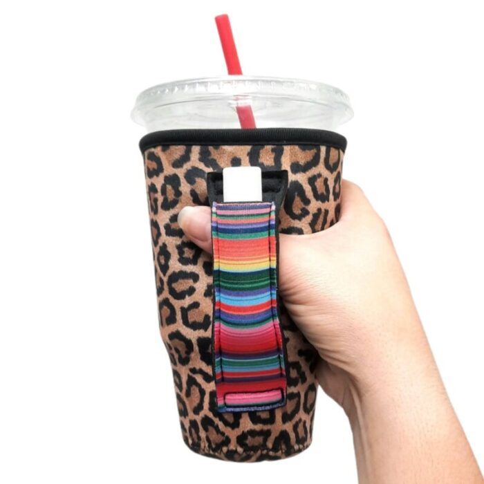 leopard w serape 20oz large coffee tea tumbler handlerdrink handlers 197834