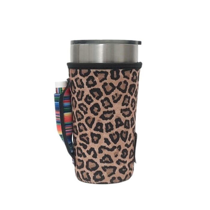 leopard w serape 20oz large coffee tea tumbler handlerdrink handlers 378096