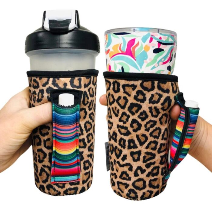 leopard w serape 20oz large coffee tea tumbler handlerdrink handlers 989034