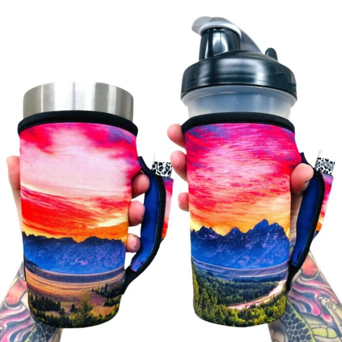 mountains 20oz large coffee tea tumbler handlerdrink handlers 457722