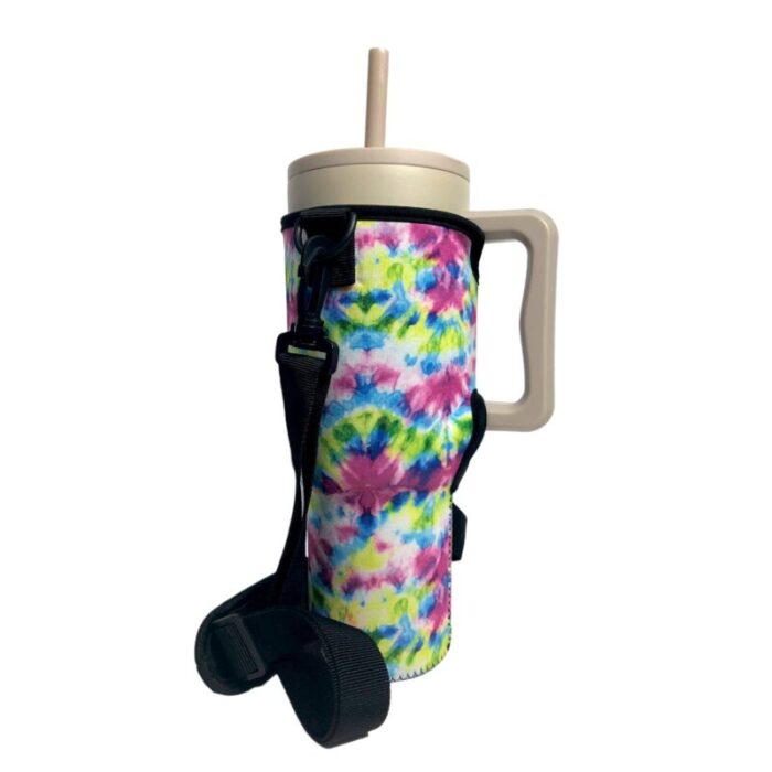 purple tie dye 40oz tumbler with handle sleevedrink handlers 578578