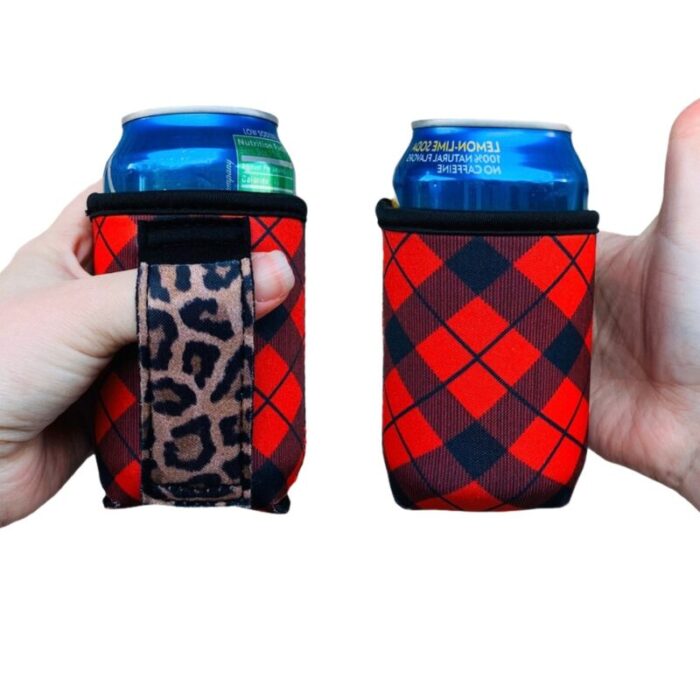 red plaid w leopard 12oz regular can handlerdrink handlers 111151