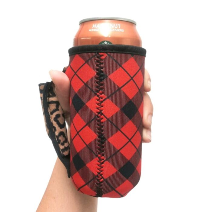 red plaid w leopard 16oz can handlerdrink handlers 599898