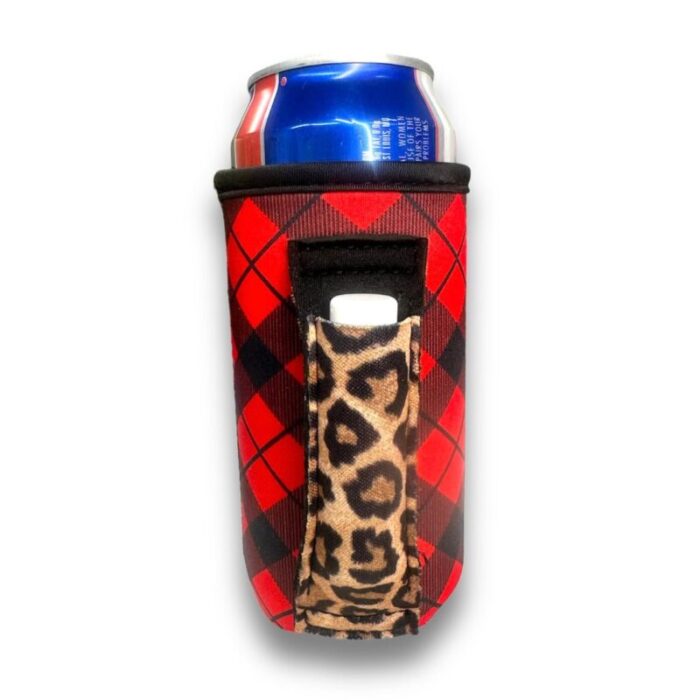 red plaid w leopard 16oz can handlerdrink handlers 798731