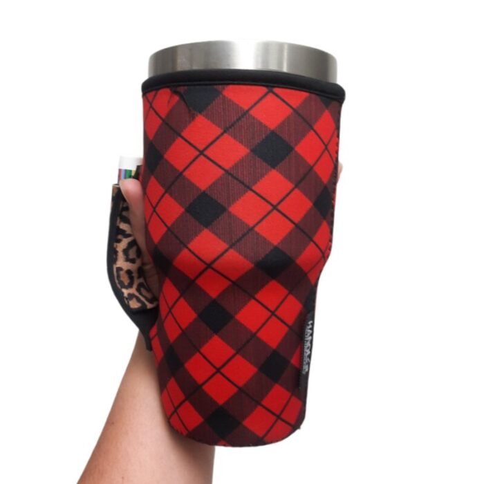 red plaid w leopard 30oz tumbler handlerdrink handlers 939669