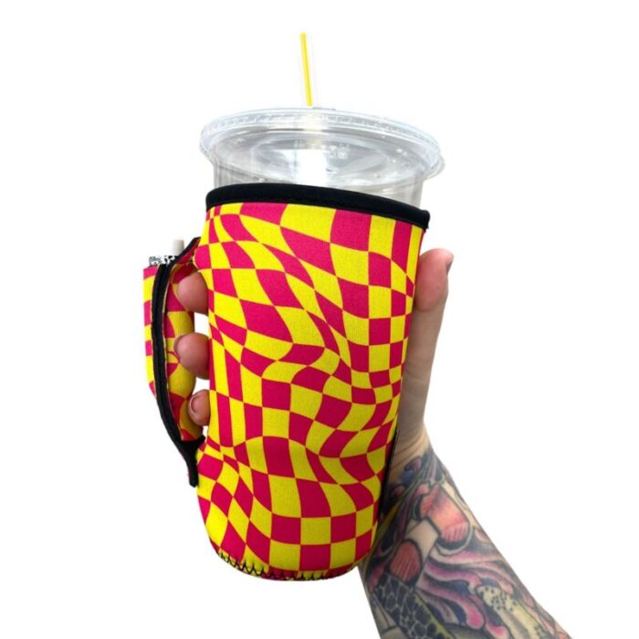 retro checkerboard 20oz large coffee tea tumbler handlerdrink handlers 687866