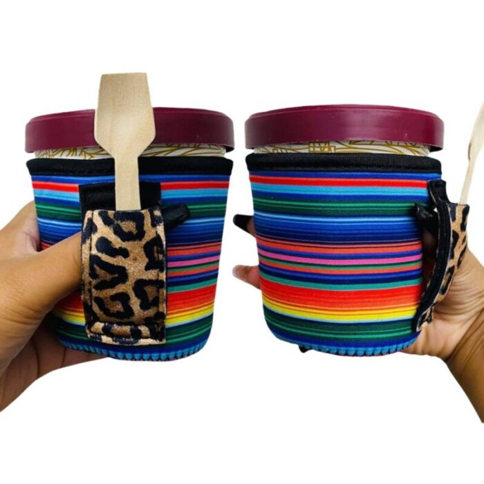 serape w leopard pint size ice cream handlerdrink handlers 546224