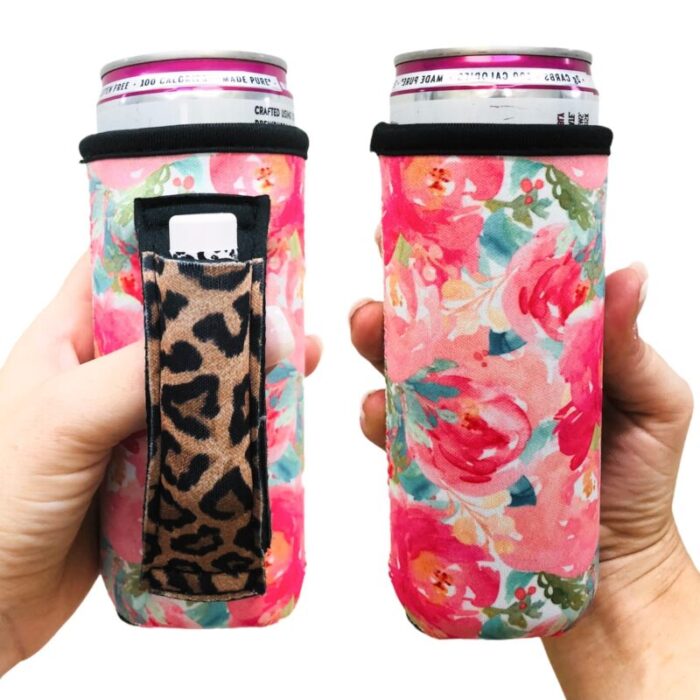 summer blooms w leopard 12oz slim can handlerdrink handlers 255038