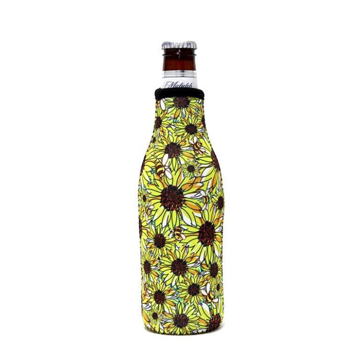 sunflowers bees 12oz bottle neck sleevedrink handlers 636305