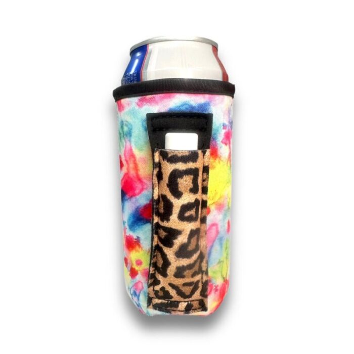 tie dye w leopard 16oz can handlerdrink handlers 856876