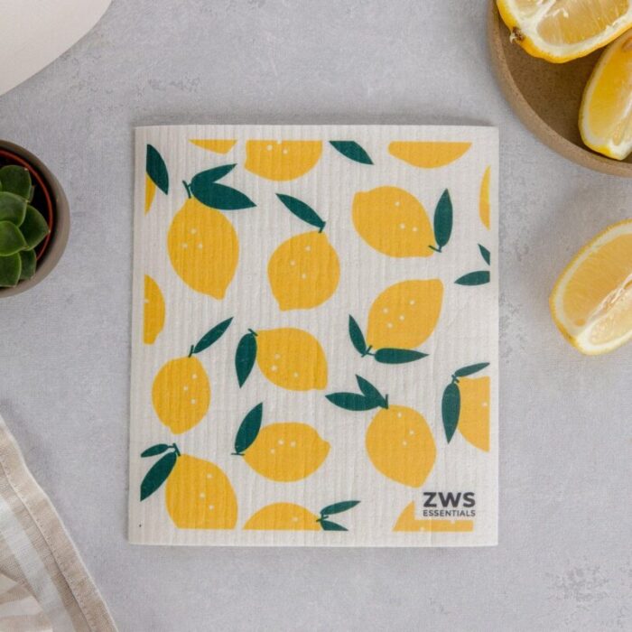 zws essentials lemons zero waste sponge cloth swedish dish cloth paper towel replacement kitchen sponge 31138620178543