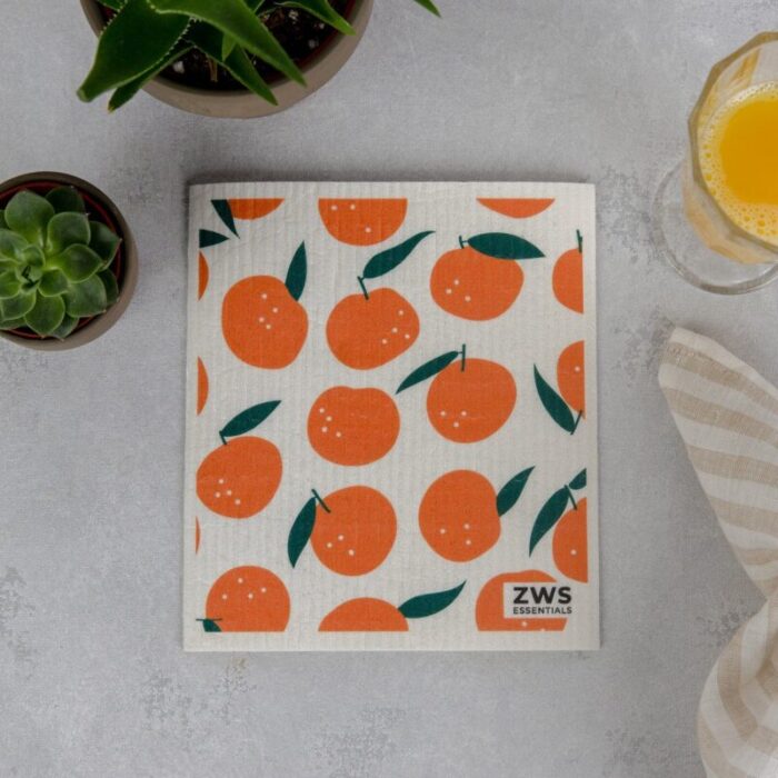 zws essentials oranges zero waste sponge cloth swedish dish cloth paper towel replacement kitchen sponge 31138620145775